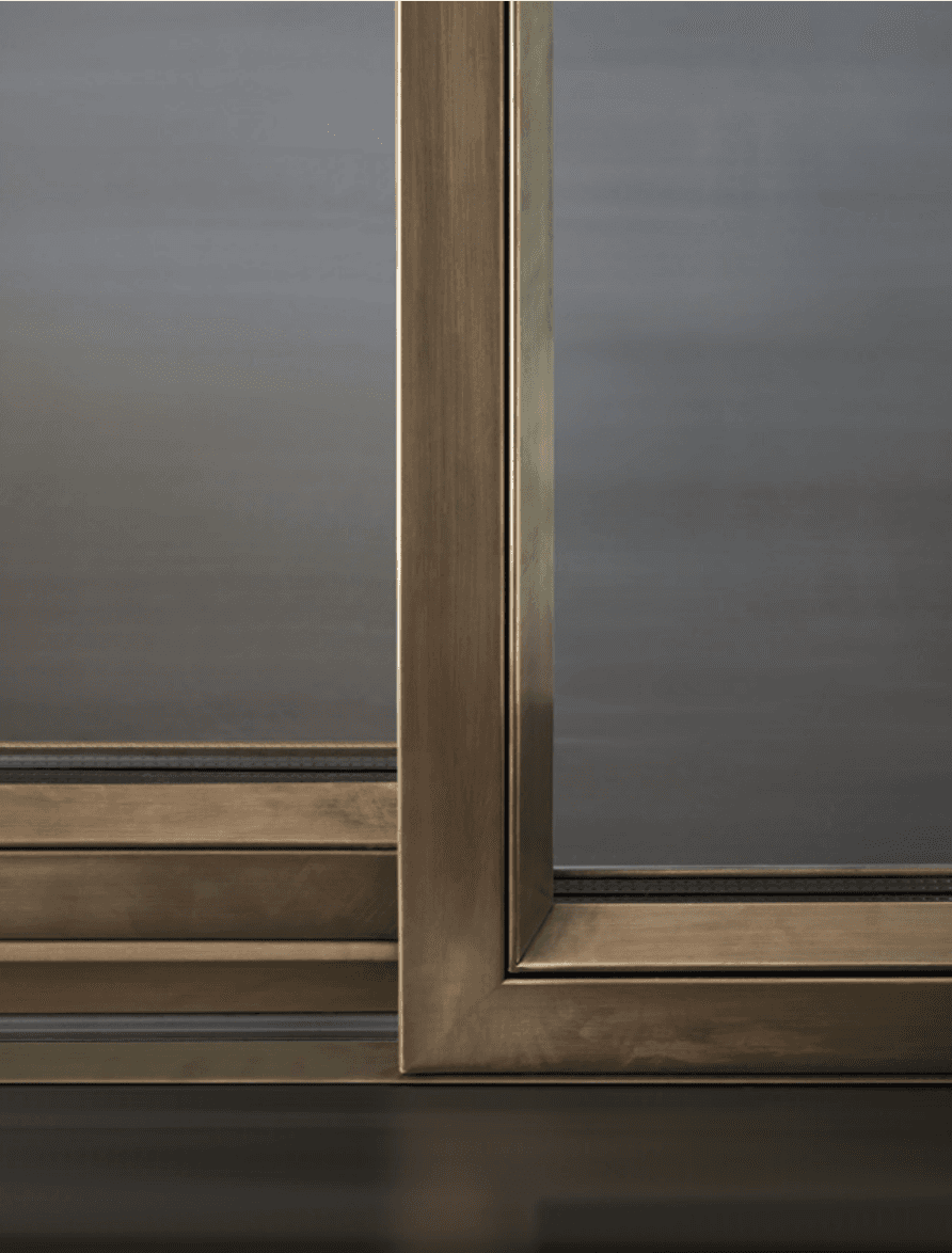 OS2 75 AS - burnished brass architectural windows by Secco Sistemi in Saudi Arabia & Switzerland